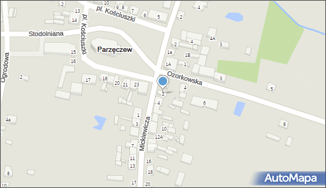 Parzęczew, Mickiewicza Adama, 2, mapa Parzęczew