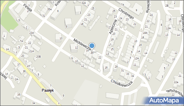 Pasłęk, Mickiewicza Adama, 20, mapa Pasłęk