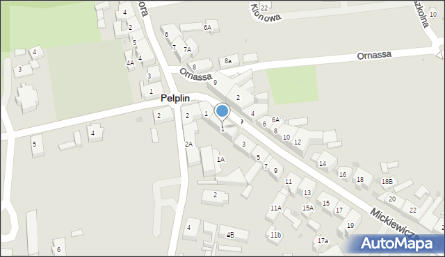 Pelplin, Mickiewicza Adama, 1, mapa Pelplin