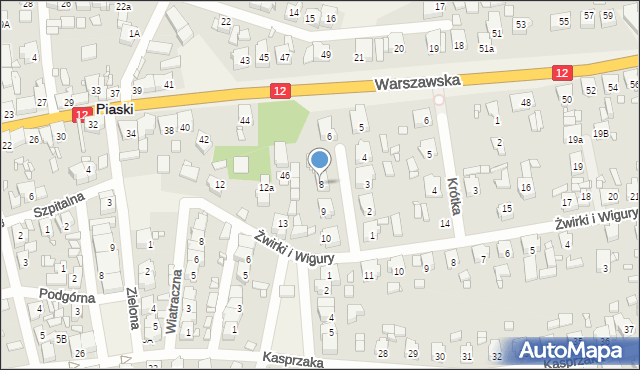 Piaski, Mickiewicza Adama, 8, mapa Piaski