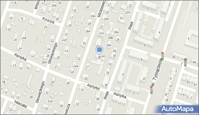 Piastów, Mickiewicza Adama, 25, mapa Piastów