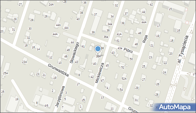 Piastów, Mickiewicza Adama, 38A, mapa Piastów
