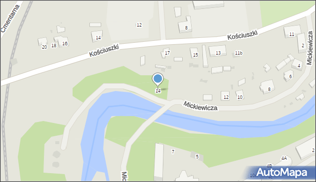 Pieniężno, Mickiewicza Adama, 14, mapa Pieniężno