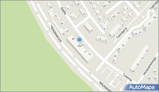 Piła, Mickiewicza Adama, 81a, mapa Piły