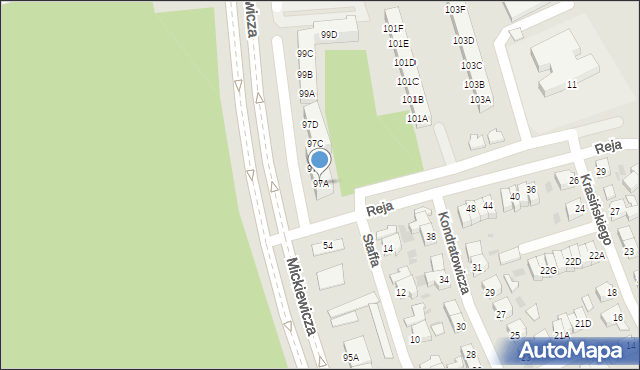Piła, Mickiewicza Adama, 97A, mapa Piły