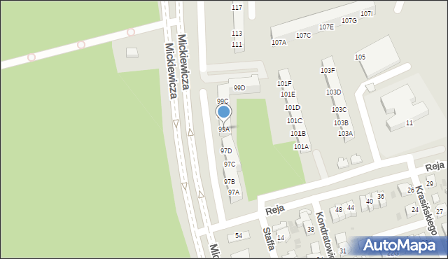 Piła, Mickiewicza Adama, 99A, mapa Piły