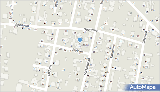 Piotrków Trybunalski, Mickiewicza Adama, 76, mapa Piotrków Trybunalski