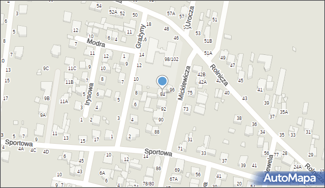 Piotrków Trybunalski, Mickiewicza Adama, 94, mapa Piotrków Trybunalski