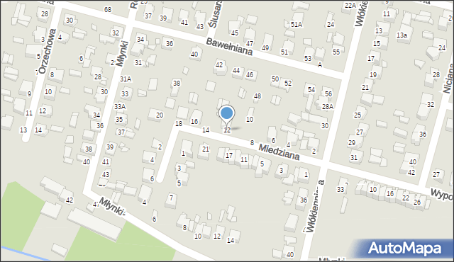 Piotrków Trybunalski, Miedziana, 12, mapa Piotrków Trybunalski