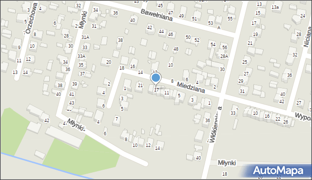 Piotrków Trybunalski, Miedziana, 17, mapa Piotrków Trybunalski
