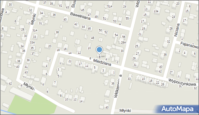 Piotrków Trybunalski, Miedziana, 6, mapa Piotrków Trybunalski