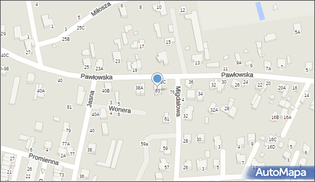 Piotrków Trybunalski, Migdałowa, 63, mapa Piotrków Trybunalski