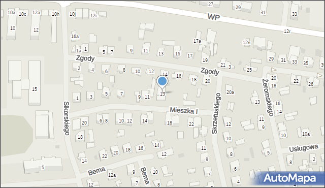 Pisz, Mieszka I, 13, mapa Pisz