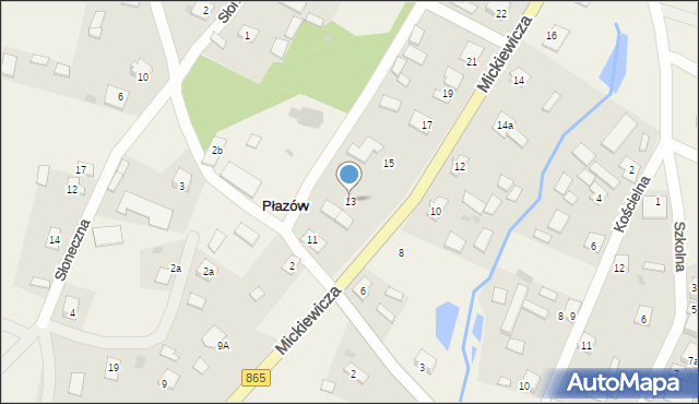 Płazów, Mickiewicza Adama, 13, mapa Płazów