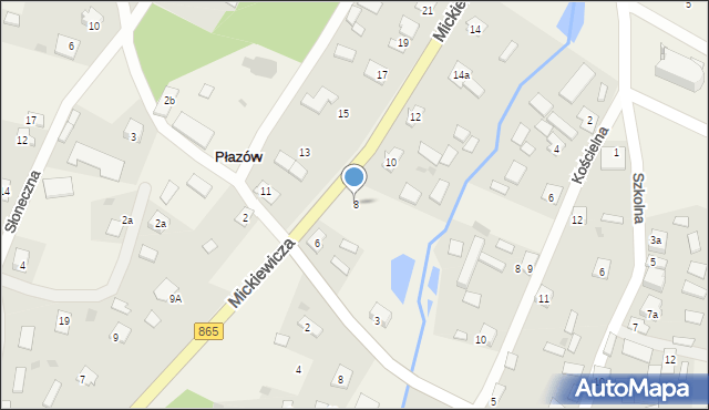 Płazów, Mickiewicza Adama, 8, mapa Płazów