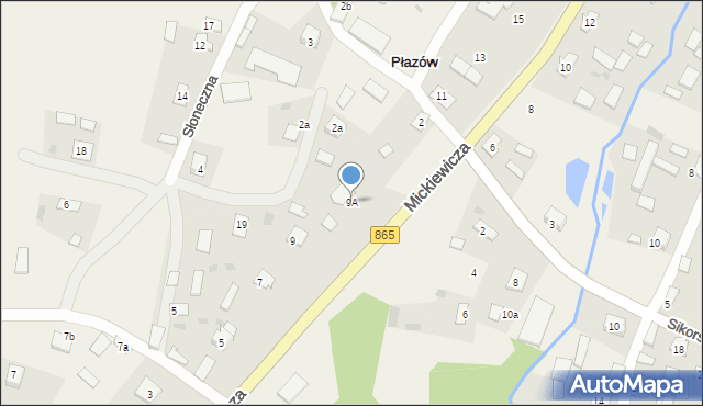 Płazów, Mickiewicza Adama, 9A, mapa Płazów