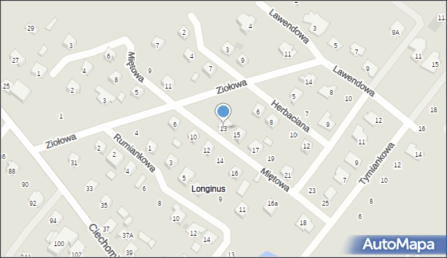 Płock, Miętowa, 13, mapa Płock