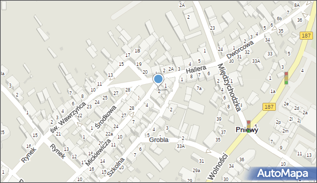 Pniewy, Mickiewicza Adama, 2, mapa Pniewy