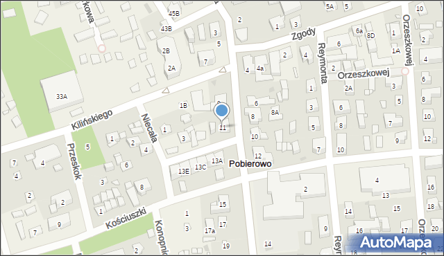 Pobierowo, Mickiewicza Adama, 11, mapa Pobierowo