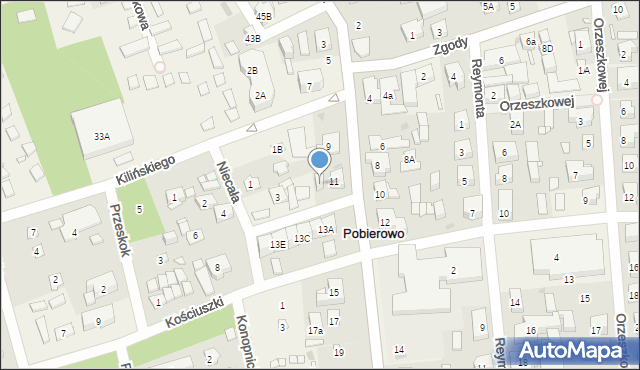 Pobierowo, Mickiewicza Adama, 11A, mapa Pobierowo