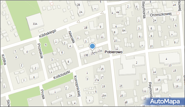 Pobierowo, Mickiewicza Adama, 13C, mapa Pobierowo