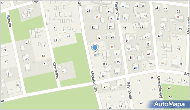 Pobierowo, Mickiewicza Adama, 38, mapa Pobierowo