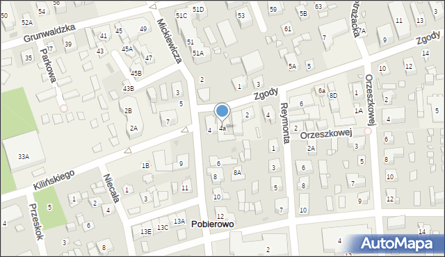 Pobierowo, Mickiewicza Adama, 4a, mapa Pobierowo
