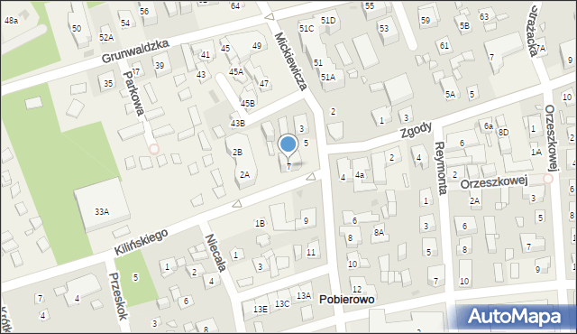 Pobierowo, Mickiewicza Adama, 7, mapa Pobierowo