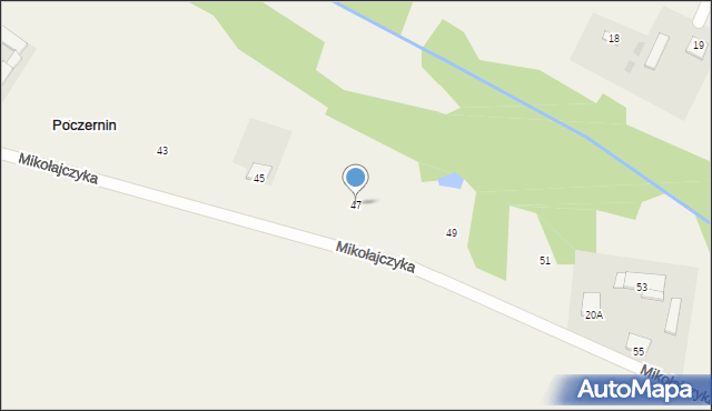 Poczernin, Mikołajczyka Stanisława, 47, mapa Poczernin