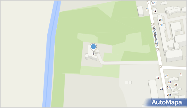 Poddębice, Mickiewicza Adama, 9, mapa Poddębice