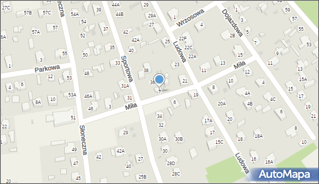 Pomiechówek, Miła, 7, mapa Pomiechówek