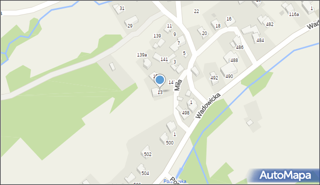 Ponikiew, Miła, 13, mapa Ponikiew