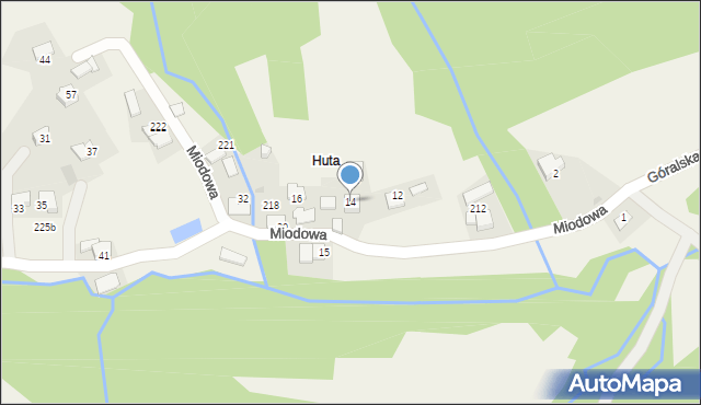 Ponikiew, Miodowa, 14, mapa Ponikiew