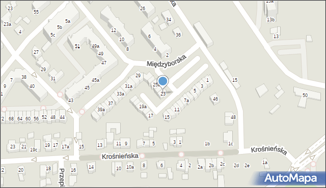 Poznań, Międzyborska, 23, mapa Poznania