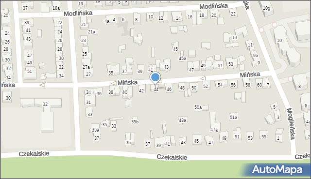 Poznań, Mińska, 44, mapa Poznania