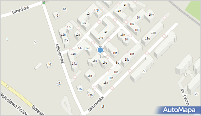 Poznań, Milczańska, 16d, mapa Poznania