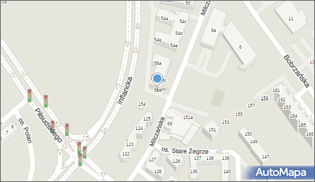 Poznań, Milczańska, 56d, mapa Poznania