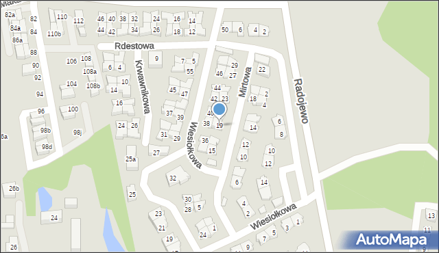 Poznań, Mirtowa, 19, mapa Poznania