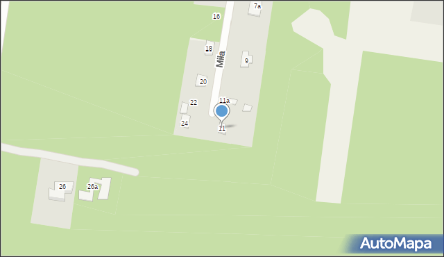 Prace Duże, Miła, 11, mapa Prace Duże