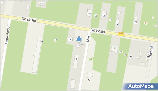 Prace Duże, Miła, 4, mapa Prace Duże