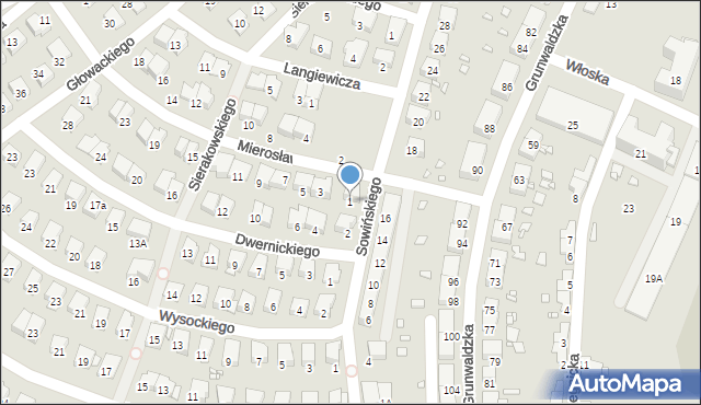 Prudnik, Mierosławskiego Ludwika, gen., 1, mapa Prudnik