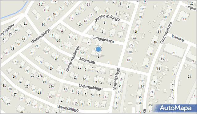 Prudnik, Mierosławskiego Ludwika, gen., 4, mapa Prudnik