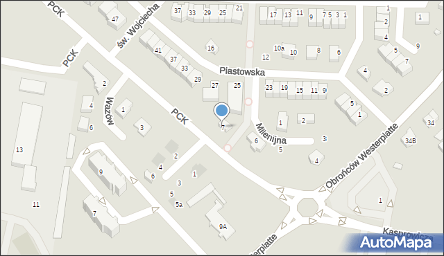 Pruszcz Gdański, Milenijna, 7, mapa Pruszcz Gdański