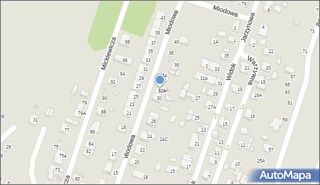 Pruszków, Miodowa, 32, mapa Pruszków
