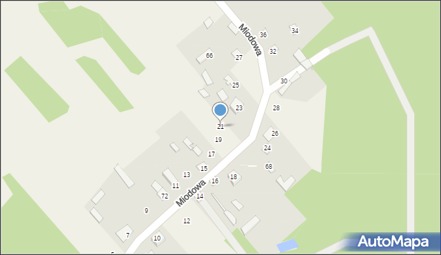 Pruszyn-Pieńki, Miodowa, 21, mapa Pruszyn-Pieńki