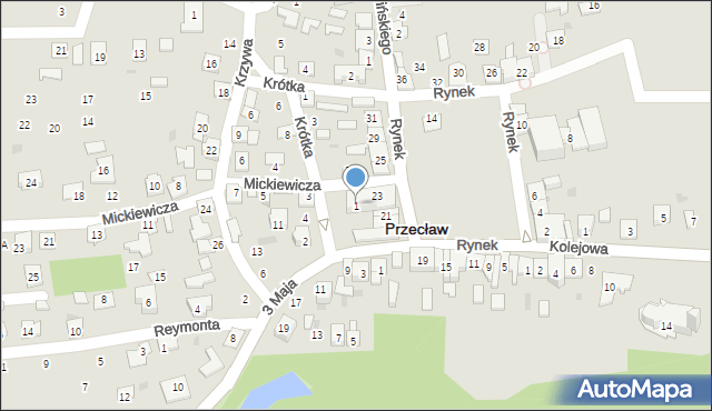 Przecław, Mickiewicza Adama, 1, mapa Przecław
