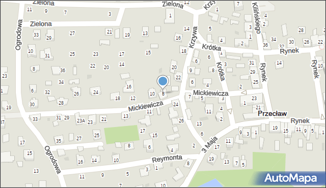 Przecław, Mickiewicza Adama, 8, mapa Przecław