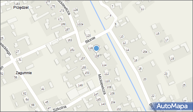 Przędzel, Mickiewicza Adama, 116, mapa Przędzel