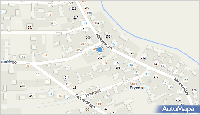 Przędzel, Mickiewicza Adama, 201, mapa Przędzel
