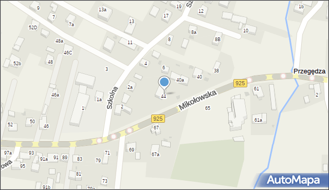 Przegędza, Mikołowska, 44a, mapa Przegędza